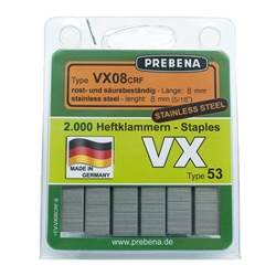 PREBENA VX08CRF-B Heftklammern im Blister rost- u. säurebeständig (Inhalt VE: 2000 Stück)