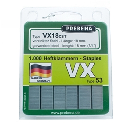 PREBENA VX18CST-B Heftklammern im Blister verzinkt Stahlqualität (Inhalt VE: 1000 Stück)