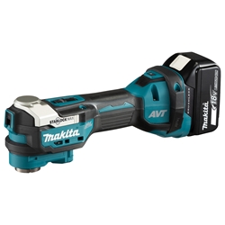 Makita Akku-Multifunktionswerkzeug DTM52T1JX2 18V inkl. 1 Akku BL 1850 B 5,0 Ah, Ladegerät, 44-tlg. Zubehör-Set, MAKPAC (kompatibel mit Starlock-, StarlockPlus- und StarlockMax-Werkzeugen)