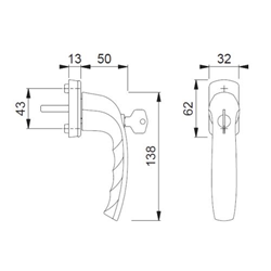Hoppe Fenstergriff New York 0810S/U10, 100NM 37mm Stift F9016 weiß m. Schrauben M5x45mm, abschließbar, Schließungsnr. H001-EW Nr. 3551326