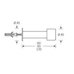 FSB Wandtürstopper, mit Pufferkappe, Edelstahl, 38 3880, Ø 40mm, L 60mm, Edelstahl, verdeckt verschraubt Nr. 0 38 3880 00004 6204