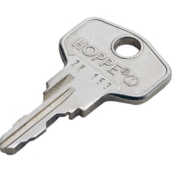 Hoppe Fenstergriffschlüssel, mit Logo, gleichschließend, 2W153 Eisen, vernickelt, Schließungsnr. 2W153 Nr. 837755