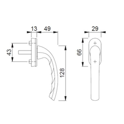 Hoppe Fenstergriff Tokyo 0710/U26 40mm Stift F9016 verkehrsweiß mit Schrauben M5x50mm Nr. 2040663