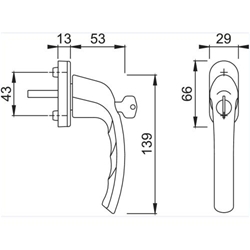 Hoppe Fenstergriff Tokyo 0710S/U26 43mm Stift F9016 weiß 2W/153 abschließbar, mit Schrauben M5x50mm, Schließungsnr. 2W153-EW Nr. 3525363
