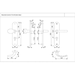 Hoppe OT-Schutz-Wechselgarnitur, oval, PZ, 8/72, DIN Links-Rechts, ALU Tokyo 76G/3331/3410/1710, F1 naturfarbig eloxiert Langschild, TS 36-46mm Nr. 3666887