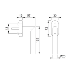 Hoppe Fenstergriff Amsterdam E0400/U30 41mm Stift F69 Edelstahl matt Nr. 3324553