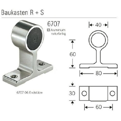 FSB Endstütze Aluminium, F1 30mm für Rohr 6800 (0 6707 0006 0105) für Baukasten R + S