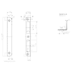 Winkelschließblech rund für Einsteckschloss 4152 170x20x20x1,5mm silber Nr. 4152 00/100G