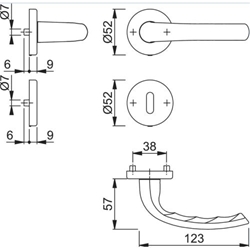 Hoppe OT-Drückergarnitur, mit Rosetten, rund, DIN Links-Rechts, BB, VK8, Messing Tokyo M1710RH/42KV/42KVS, messing poliert mit Stütznocken, Gleitlager, TS 37-42mm Nr. 2749373