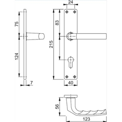 Hoppe Drückergarnitur, Langschild, eckig, PZ, E72, VK8, DIN Links-Rechts Birmingham 1117/202SP, neusilberfarbig eloxiert ohne Stütznocken, Gleitlager, TS 27-47mm, duranorm® Nr. 2533986