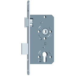 Softlock Einsteckschloss 17464WK PZW F20/55/72/8 Rechts, Stulp rund Niro Klasse 2, Flüsterfalle u. Riegel aus Metall Nr. 17464WK.55R.086