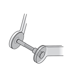 FSB HT-Stoßgriff-Befestigung, paarweise, Edelstahl, 05 0583, durchgehend, TS 54-63mm, Edelstahl, Bohrung 13mm, für Griffdurchmesser Ø 30/40mm Nr. 0 05 0583 03054 6204