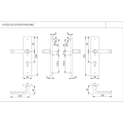 Hoppe Schutz-Drückergarnitur, Langschild, PZ, E72, VK8, RH12 London 113/2221/2210, F1 naturfarbig eloxiert verdeckt verschraubt, TS 37-47mm Nr. 3671900