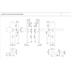 Hoppe ZT-Schutz-Wechselgarnitur, oval, PZ, 8/72, DIN Links-Rechts, ALU Paris 86G/3331/3310/138L, verkehrsweiß beschichtet Langschild, TS 42-47mm Nr. 3665972