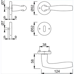 Hoppe Drückergarnitur, mit Rosetten, rund, DIN Links-Rechts, BB, VK8, Aluminium Vitoria 1515/42KV/42KVS, F1 naturfarbig mit Stütznocken, Gleitlager, TS 37-42mm Nr. 2783230