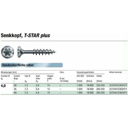 SPAX Holz-Beschlagschraube 4.0x35mm FEX-H T15 WIROX, Torx (T-STAR plus), Teilgewinde 4CUT, Senkkopf Nr. 35704012302011