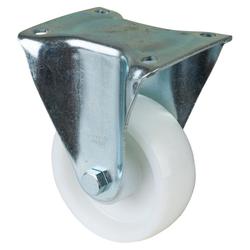 Schwerlast-Bockrolle, Rad Ø 125mm, Kunststoff weiß, Radb. 45mm, BH 178mm, Rollenlager, Radk. Kunststoff, mit Platte, PG 138x110mm, Tragkr. 600kg Nr. N110.B10.127