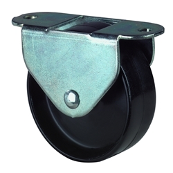 Bockrolle, Rad Ø 40mm, Kunststoff schwarz, Radb. 18mm, BH 47mm, Gleitlager, Radk. Kunststoff, mit Platte, PG 68x25mm, Tragkr. 50kg Nr. E50.040
