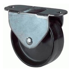 Bockrolle, Rad Ø 45mm, Kunststoff schwarz, Radb. 18mm, BH 49mm, Gleitlager, Radk. Kunststoff, mit Platte, PG 68x25mm, Tragkr. 55kg Nr. E50.045