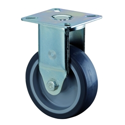 Apparate-Bockrolle, Rad Ø 75mm, Gummi grau, Radb. 25mm, BH 103mm, Gleitlager, Radk. Kunststoff, mit Platte, PG 60x60mm, Tragkr. 60kg Nr. A310.A80.075