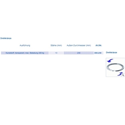 Kunststoff-Drehkranz ø 230mm Stärke 13mm D83.230 (transparent) max. Belastung 200 kg