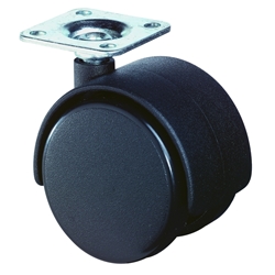 Kunststoff-Doppel-Lenkrolle, Rad Ø 40mm, Kunststoff schwarz, BH 58mm, mit Platte, PG 42x42mm, Tragkr. 40kg Nr. F75.040.PL