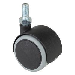 Kunststoff-Doppel-Lenkrolle, Rad Ø 40mm, Kunststoff grau, BH 55mm, mit Platte, PG 42x42mm, Tragkr. 30kg Nr. F76.040.PL