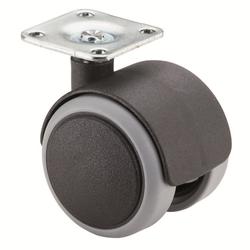 Kunststoff-Doppel-Lenkrolle, Rad Ø 50mm, Kunststoff grau, BH 65mm, mit Platte, PG 42x42mm, Tragkr. 50kg Nr. F76.050.PL