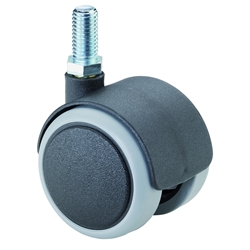 Kunststoff-Doppel-Lenkrolle, Rad Ø 40mm, Kunststoff grau, BH 52mm, mit Gewindestift, 8x16mm, Tragkr. 30kg Nr. F76.040.G08