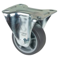 Transport-Bockrolle, Rad Ø 80mm, Thermoplastisches Gummi grau, Radb. 32mm, BH 105mm, Rollenlager, Radk. Kunststoff, mit Platte, PG 104x80mm, Tragkr. 100kg Nr. L410.B44.081