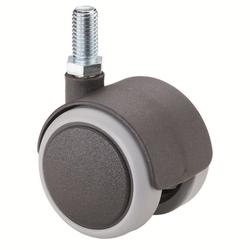 Kunststoff-Doppel-Lenkrolle, Rad Ø 50mm, Kunststoff grau, BH 62mm, mit Gewindestift, 10x20mm, Tragkr. 50kg Nr. F76.050.G10