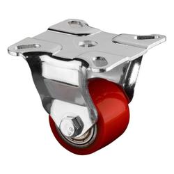 Kompakt-Bockrolle, Rad Ø 35mm, Polyurethan rot 90+/-3 Shore A, Radb. 25mm, BH 58mm, Kugellager, Radk. Stahl, mit Platte, PG 60x60mm, Tragkr. 100kg Nr. A610.C10.035