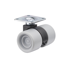 Doppel-Lenkrolle, Rad Ø 38mm, Kunststoff grau, BH 52mm, mit Platte, PG 47x47mm, Tragkr. 60kg Nr. F392.038