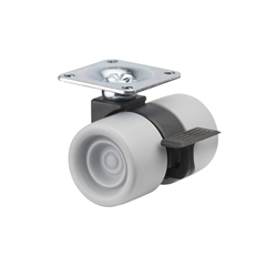 Doppel-Lenkrolle, mit Totalfeststeller, Rad Ø 38mm, Kunststoff grau, BH 52mm, mit Platte, PG 47x47mm, Tragkr. 60kg Nr. F393.038