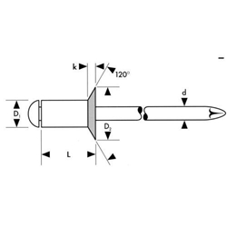 Blindniet Alu Standard Aluminium/Stahl 4x12mm Senkkopf (Gesipa)