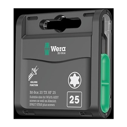 Wera TORX-Bit-Box (20 Stk. Box) 867/1 HF TX20x25mm mit Haltefunktion, passend für Würth ASSY und SPAX T-STAR plus Schrauben Nr. 05057777001