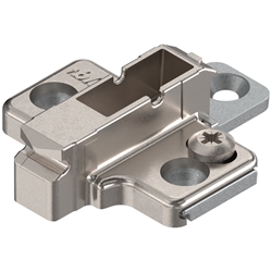 Blum CLIP Kreuzmontageplatte (37/32), 6mm Distanz, für Systemschrauben, HV: 2-teilig (±2mm), Zink, vernickelt (VE:50) Nr. 175H9160
