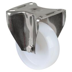Bockrolle, Rad Ø 100mm, Kunststoff weiß, Radb. 30mm, BH 127mm, Gleitlager, Radk. Kunststoff, mit Platte, PG 95x80mm, Tragkr. 130kg Nr. H110.A90.100