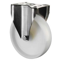 Bockrolle, Rad Ø 200mm, Kunststoff weiß, Radb. 50mm, BH 240mm, Gleitlager, Radk. Kunststoff, mit Platte, PG 129x106mm, Tragkr. 300kg Nr. H110.A90.200