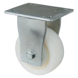 Schwerlast-Bockrolle, Rad Ø 125mm, Kunststoff weiß, Radb. 50mm, BH 170mm, Kugellager, Radk. Kunststoff, mit Platte, PG 138x110mm, Tragkr. 550kg Nr. RR110.B15.125