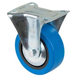 Transport-Bockrolle, Rad Ø 100mm, Elastik-Reifen blau, Radb. 32mm, BH 128mm, Rollenlager, Radk. Kunststoff, mit Platte, PG 104x80mm, Tragkr. 140kg Nr. L410.B61.101