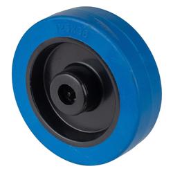 Rad, Rad Ø 125mm, Elastik-Reifen blau, Radb. 45mm, Nabenl. 50mm, Rollenlager, Radk. Kunststoff, Tragkr. 140kg Nr. B61.125