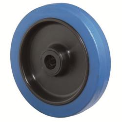 Rad, Rad Ø 200mm, Elastik-Reifen blau, Radb. 50mm, Nabenl. 60mm, Rollenlager, Radk. Kunststoff, Tragkr. 400kg Nr. B61.200