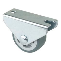 Bockrolle, Rad Ø 30mm, Gummi grau, Radb. 14mm, BH 33mm, Gleitlager, Radk. Kunststoff, mit Platte, PG 46x20mm, Tragkr. 35kg Nr. E51.030