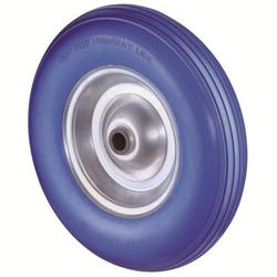 Luftrad, Rad Ø 400mm, Polyurethan blau, Radb. 100mm, Nabenl. 75mm, Rollenlager, Radk. Stahl, Tragkr. 200kg, Rillenprofil Nr. C91.400