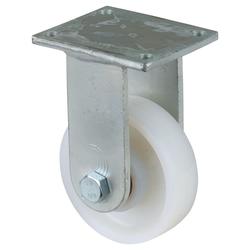 Schwerlast-Bockrolle, Rad Ø 100mm, Kunststoff weiß, Radb. 30mm, BH 150mm, Kugellager, Radk. Kunststoff, mit Platte, PG 100x85mm, Tragkr. 175kg Nr. RR110.B15.100