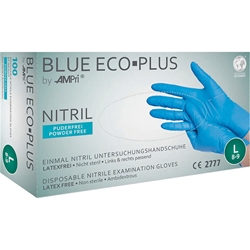 AMPri Einweghandschuh Nitril, BLUE ECO PLUS, puderfrei (Pack a 100 Stück)