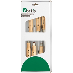 fortis Schraubendreher-Satz mit Holzheft 6-teilig Schlitz/PH