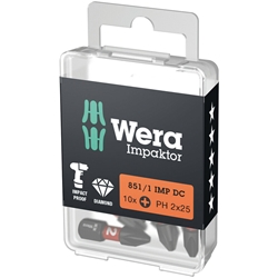 Wera Phillips-Recess-Bits, Impaktor, 10 Stück, 851/1 IMP DC PH 2x25mm DIY-Box Nr. 05057616001