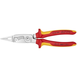 Knipex Elektro-Installationszange isoliert mit Mehrkomponenten-Hüllen, VDE-geprüft verchromt 200 mm Nr. 13 86 200